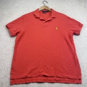 Polo Ralph Lauren Polo Shirt Mens L Coral Custom Fit Short Sleeve Pony Logo 1310